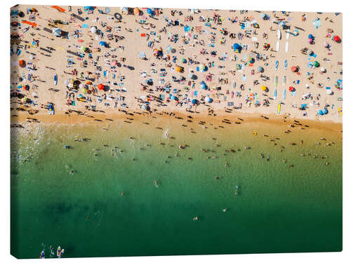 Canvas print Overcrowded sandy beach of Algarve