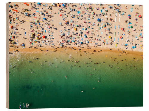 Tableau en bois Foule sur une plage de sable d'Algarve