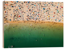 Tableau en bois Foule sur une plage de sable d&#039;Algarve