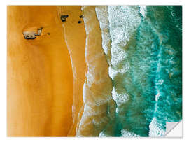 Selvklebende plakat Turquoise ocean waves and tropical sand beach