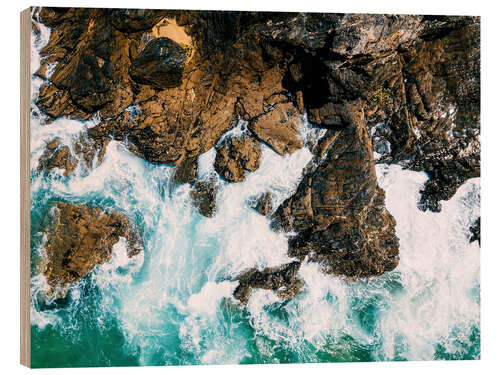 Puutaulu Dramatic Ocean Waves Crushing On Rocky Landscape