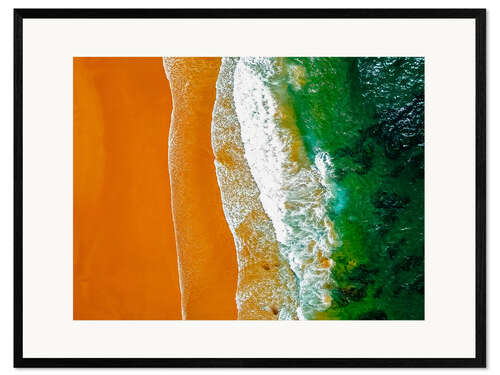 Plakat artystyczny premium w ramie Ocean waves and sand beach in Portugal