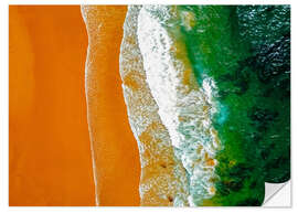 Vinilo para la pared Las olas del mar y la playa de arena en Portugal