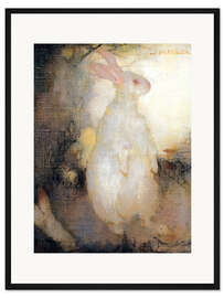 Gerahmter Kunstdruck Weißes Kaninchen, stehend