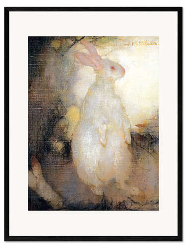 Ingelijste kunstdruk White rabbit, standing