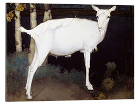 Aluminium print Young white goat