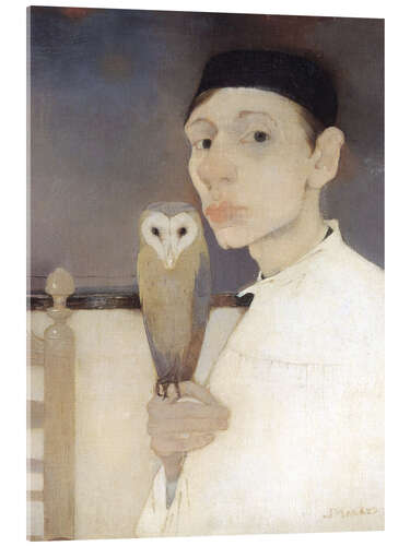 Obraz na szkle akrylowym Self-Portrait with Owl