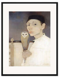 Gerahmter Kunstdruck Selbstporträt mit Eule