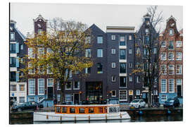 Cuadro de aluminio Dutch Houses Architecture Along Amsterdam Water Canal