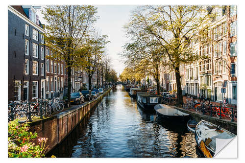 Selvklebende plakat Beautiful Autumn In Amsterdam City