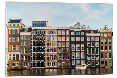 Tableau en aluminium Façades colorées d'Amsterdam