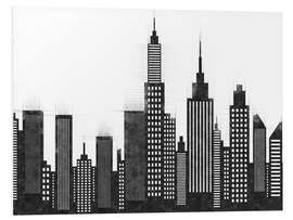 Foam board print Black and White Sketch Of New York City Skyline