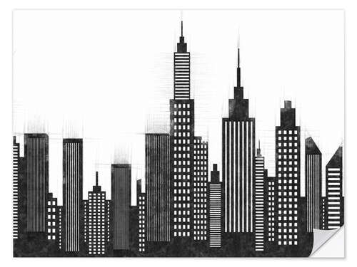 Sisustustarra Black and White Sketch Of New York City Skyline