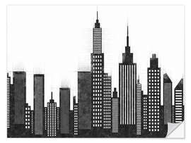 Selvklæbende plakat Black and White Sketch Of New York City Skyline