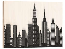 Wood print Black and White Sketch Of New York City Skyline