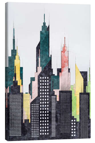 Leinwandbild Bunte Stadt von New York City Sketch