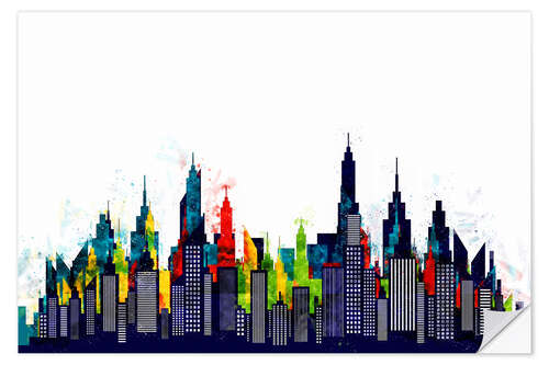 Selvklebende plakat New York City, Colourful Skyline