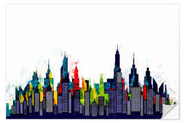 Selvklebende plakat New York City, Colourful Skyline