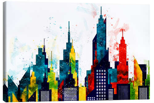 Leinwandbild New York City Wolkenkratzer Aquarell