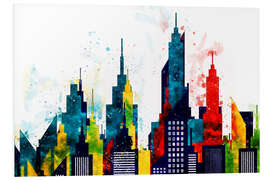 Foam board print New York City Skyscrapers In Watercolor