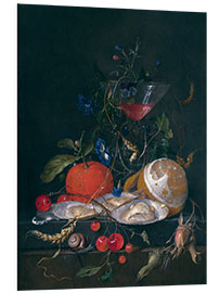 Foam board print still life with a glass and oysters