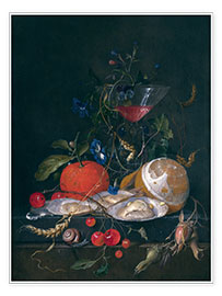 Wall print  still life with a glass and oysters - Jan Davidsz de Heem
