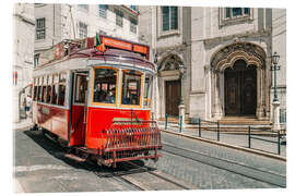 Acrylic print Red Tram Travelling In Lisbon City