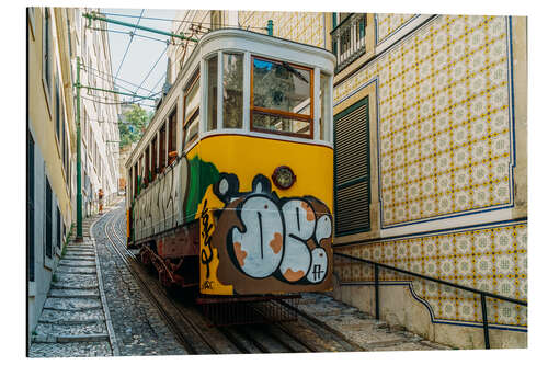 Alubild Vintage Straßenbahnfahrt in Lissabon-Stadt