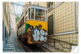 Autocolante decorativo Vintage Tram Ride In Lisbon City