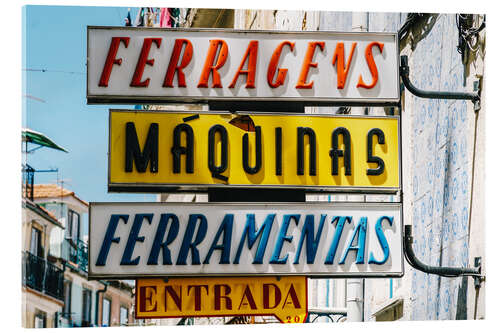 Acrylic print Colorful Vintage Store Signs In Lisbon