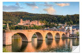 Selvklebende plakat Heidelberg Old Bridge and Castle