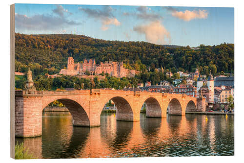 Quadro de madeira Heidelberg Old Bridge and Castle