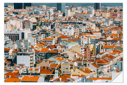 Selvklebende plakat Lisbon City Rooftops In Portugal