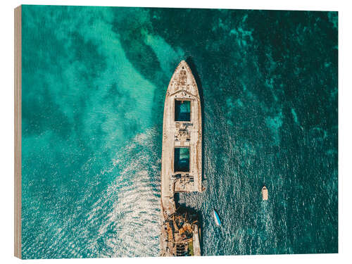Wood print The Shipwreck And The Ocean