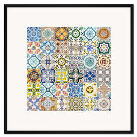 Framed art print Azulejos ceramic wall in Lisbon