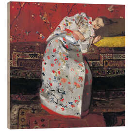 Holzbild Mädchen im Kimono