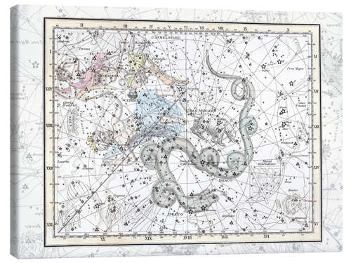 Canvastavla Constellations of the Ursa Minor, Cassiopeia, Platte 2