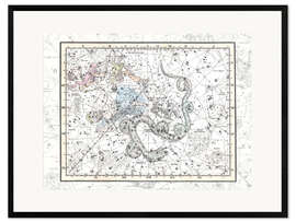 Impressão artística com moldura Constellations of the Ursa Minor, Cassiopeia, Platte 2