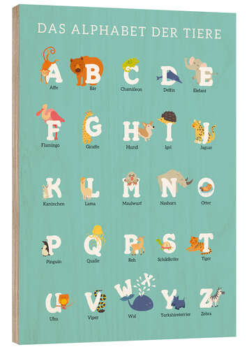 Tableau en bois Alphabet animalier (allemand)