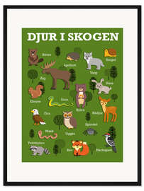 Gerahmter Kunstdruck Waldtiere - Schwedisch