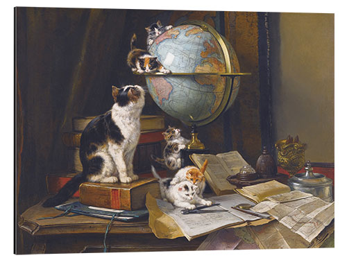 Aluminiumsbilde A cat with a globe