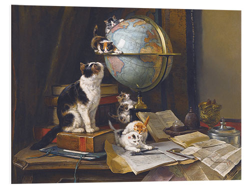 Print på skumplade A cat with a globe