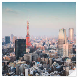 Wall sticker Tokyo tower and skyline at sunrise, Japan