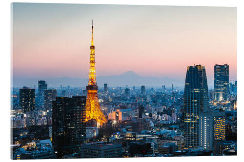 Akrylbilde Tokyo tower and skyline with Mt. Fuji, Tokyo