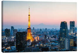 Canvas-taulu Tokyo tower and skyline with Mt. Fuji, Tokyo