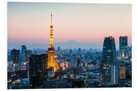 Foam board print Tokyo tower and skyline with Mt. Fuji, Tokyo