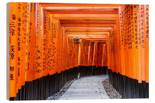 Wood print Torii gates at Fushimi Inari temple, Kyoto