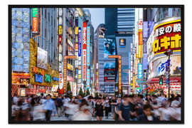 Gerahmter Kunstdruck Godzilla-Straße in Shinjuku nachts, Tokyo