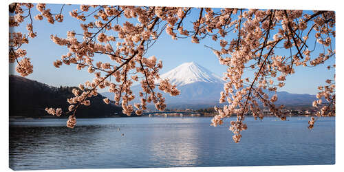 Leinwandbild Mt. Fuji mit dem Kirschbaum panoramisch, Japan