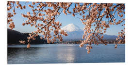 Tableau en PVC Mont Fuji et cerisier au Japon, panorama